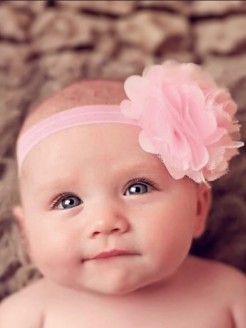 Baby Headband Satin Tulle Flower Pink