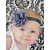 Baby Headband Satin Tulle Flower Grey