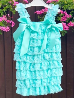 Baby Girl Ruffle Lace Top Aqua Mint