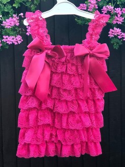 Baby Girl Petti Top Fuchsia Lace Ruffles