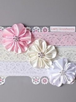 Newborn Headbands Set Diamante Satin Flowers