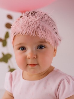 Handmade Special Occasion Headband with Feather and Lace for Girls