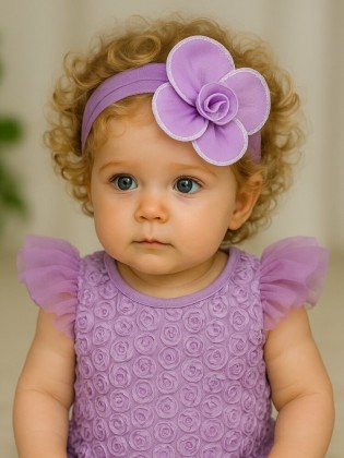 Soft cotton girl flower headband lavender
