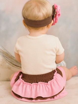 baby girl cotton frilly pants and headband set