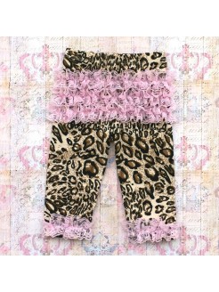 baby girl cotton leggins leopard with lace ruffles