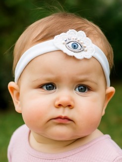 Baby Girl Handmade Evil Eye Headband – Good Luck Accessory