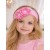 Baby Girl Cotton Headband Pink with Pink Flowers