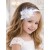 Christening headband Organza flower with pearls