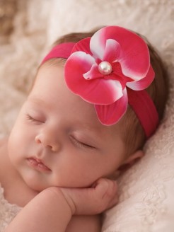 baby girl watermelon orchid flower headband
