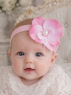pink orchid baby headband for christening and baptism pink orchid baby headband for christening and baptism