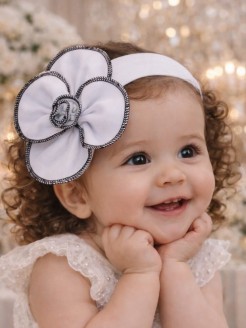 Newborn Girl White Cotton Headband