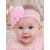 Baby girl headband pink lace frayed flower