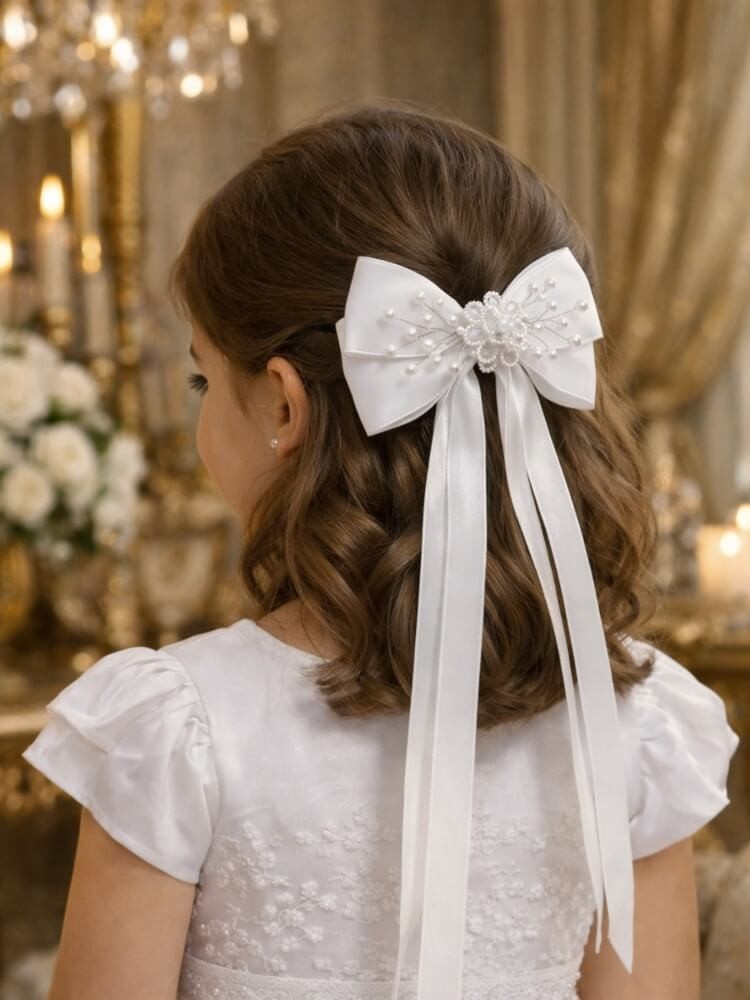 Long Taile Girl Communion Hair Bow