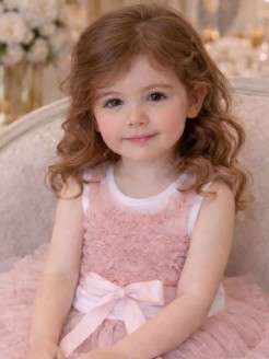 Girl Occasion Top With Dusty Pink Ruffles