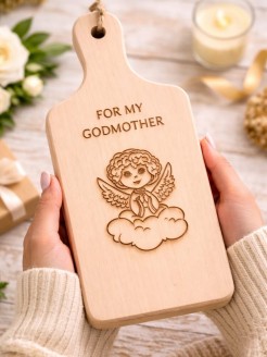 Wooden Cutting Board Christening Gift For Godmother