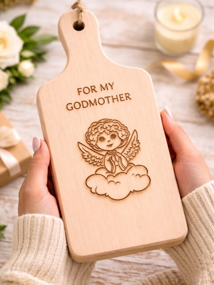 Wooden Cutting Board Christening Gift For Godmother