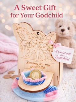 Wooden Money Box Christening Gift for Godchild