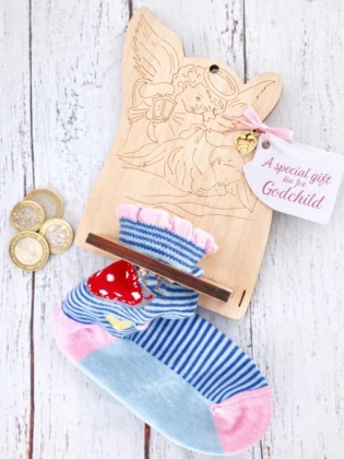 Wooden Money Box Christening Gift for Godchild