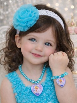 Baby Girl Necklace and Bracelet set Disney Aquamarine