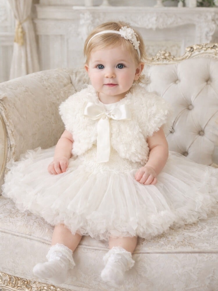 Ivory white Baby Girl Bolero | Christening & Wedding Wear