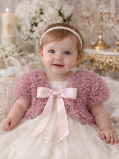 Dusty pink Baby Girl Bolero – Luxury Christening & Party Wear