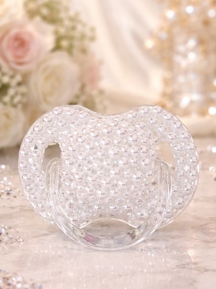 Baby Christening Pacifier avent with white pearls