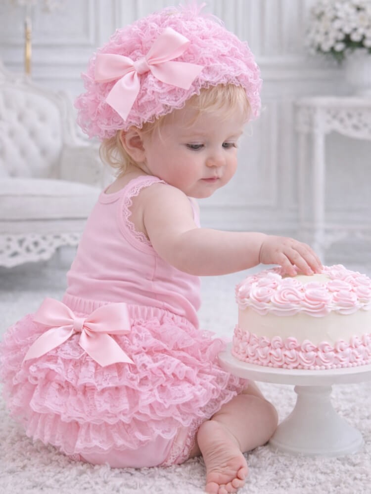 Baby Girl Pink Frilly Pants Knickers With Hat Set