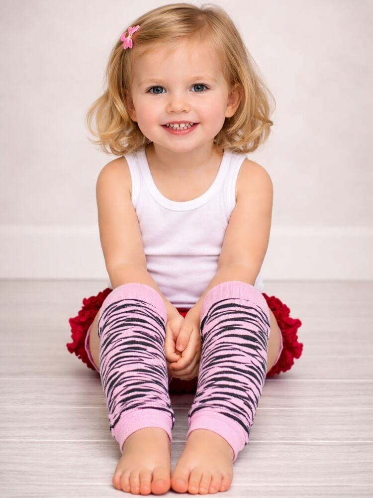 Baby girl leg warmers Zebra pink