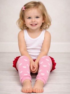 Baby girl leg warmers Pink with hearts