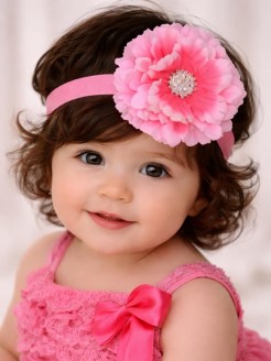 Baby girl occasion headband hot pink rhinestone flower