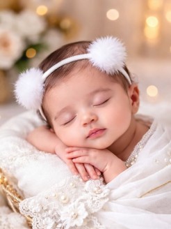 Newborn Baby Girl Pom Pom Headband