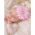 White Baby Girl Christening Headband | Pink Daisy Crystal