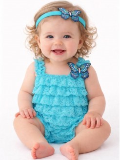 Aqua baby girl lace romper