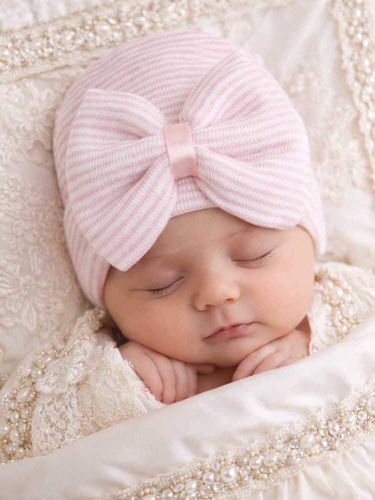 Newborn Hospital Hat Pink Big Bow