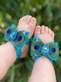 Baby Girl Barefoot Sandals Peacock
