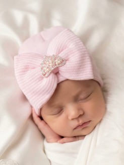 Newborn Baby Girl Hospital Hat Crown And Pearls