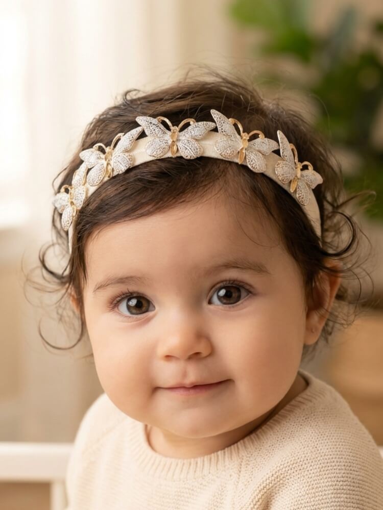 Girl Butterfly headband Ivory