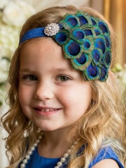 Girls Special occations Headband With Peacock feathers