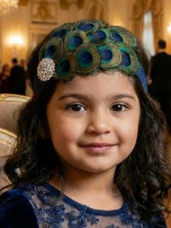 Girls Special occations Headband With Peacock feathers
