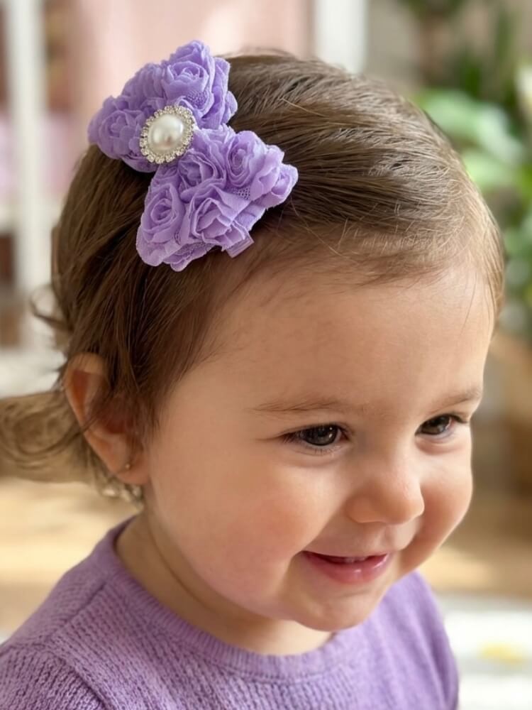 Girl Hair Clip Lavender Rosette Bow