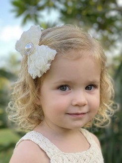 Girl Hair Clip Red Rosette Bow