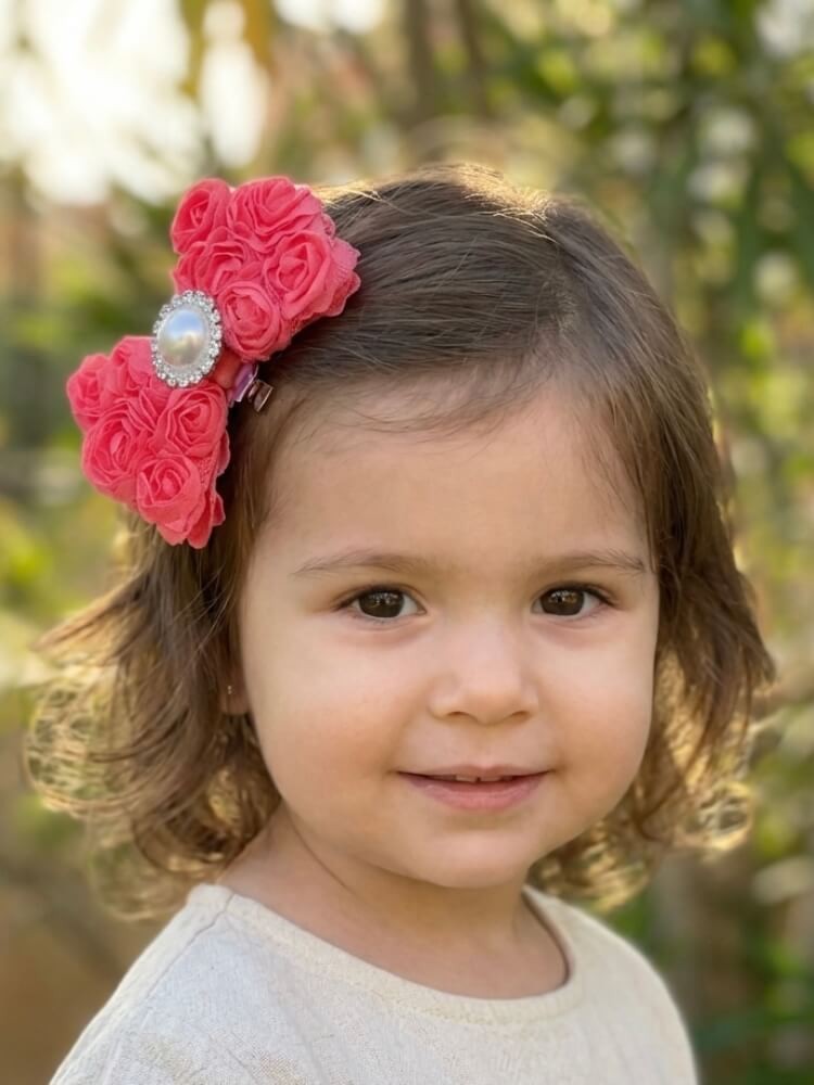 Girl Hair Clip Coral Rosette Bow