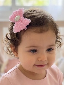 Girl Hair Clip Pink Rosette Bow