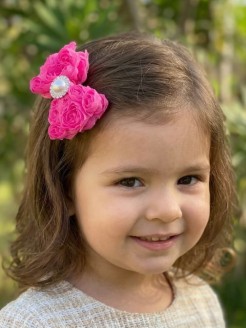 Girl Hair Clip Fuchsia Rosette Bow