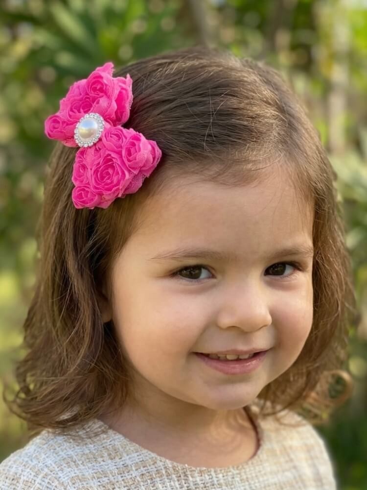 Girl Hair Clip Fuchsia Rosette Bow Girl Hair Clip Fuchsia Rosette Bow
