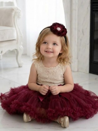 Girl Birthday Petti Skirt Tutu Burgundy