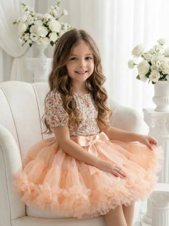 Girl Birthday Tutu Skirt Peach