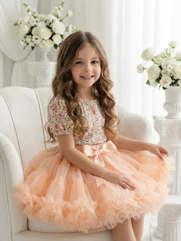 Girl Birthday Tutu Skirt Peach