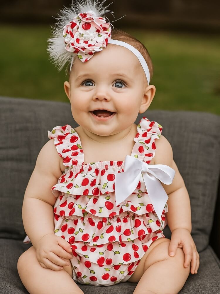 Baby girl handmade headband Cherry