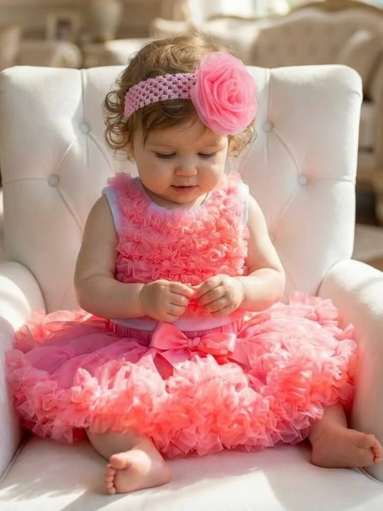 Baby Girl Birthday Skirt Tutu Coral Pink